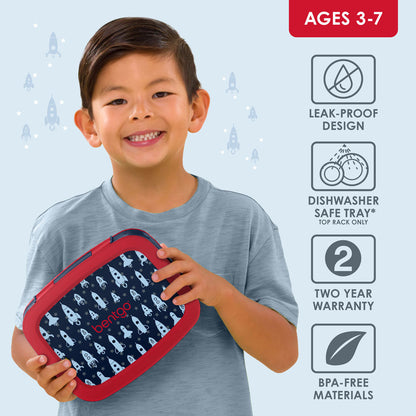 Bentgo® Kids Prints Lunch Box (2-Pack) - Space Rockets | Leak-Proof Lunch Box Design Made With BPA-Free Materials