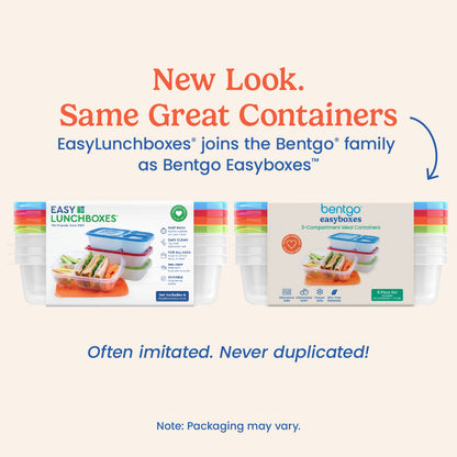 Bentgo® Easyboxes 4-Compartment Snack Containers 8-Piece Set - Classic | New Look. Same Great Containers - EasyLunchboxes® joins the Bentgo® family as Bentgo Easyboxes™