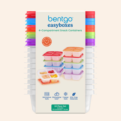 Bentgo® Easyboxes 4-Compartment Snack Containers 20-Piece Set - Classic | Packaging