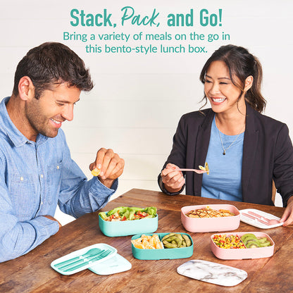 Bentgo® Classic Lunch Box - Coastal Aqua | Stack, Pack, And Go! - Bring A Variety Of Meals On The Go In This Bento-Style Lunch Box