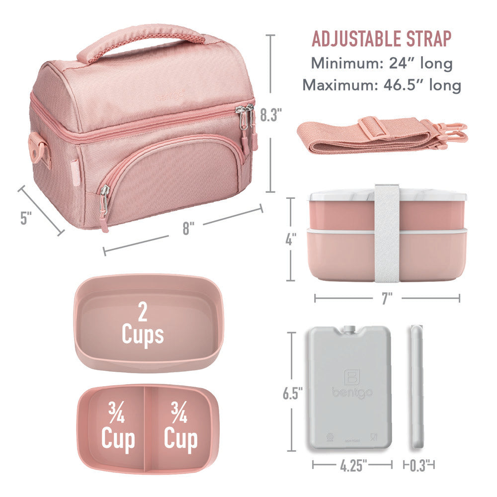 Bentgo® Deluxe 4-Piece Lunch Set | Bento Box Lunch Set - Blush