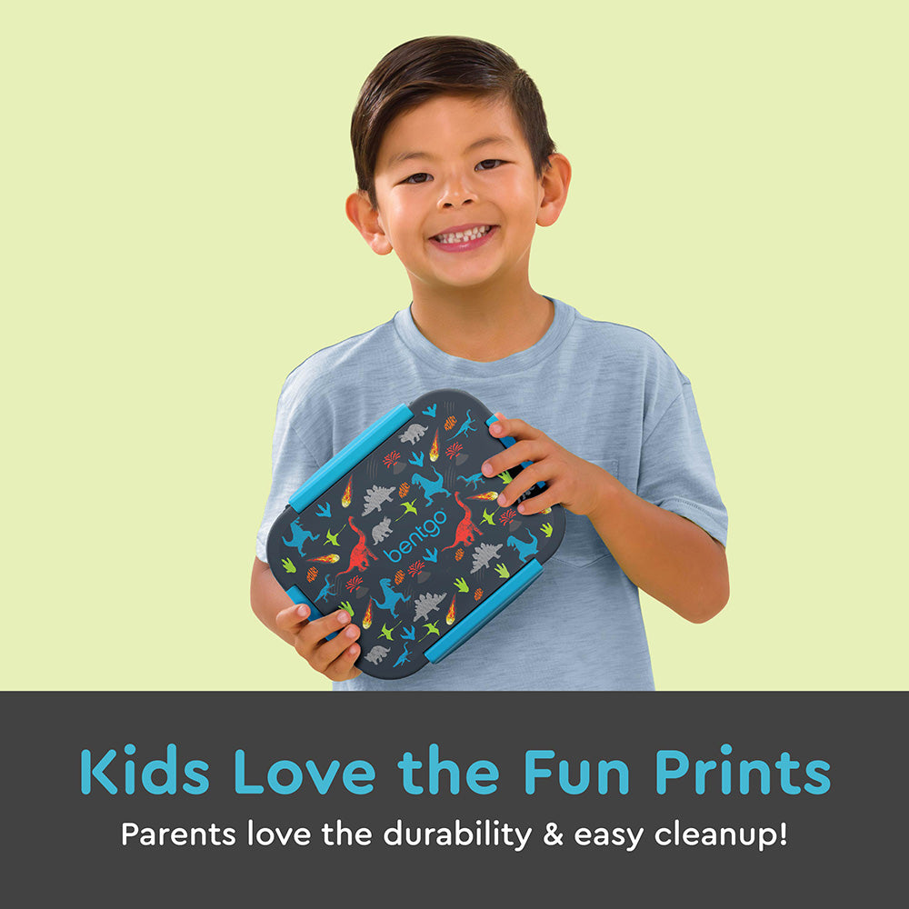 Bentgo® Kids Snap & Go 2-Piece Lunch Set - Dinosaur | Kids Love The Fun Prints - Parents Love The Durability & Easy Cleanup!