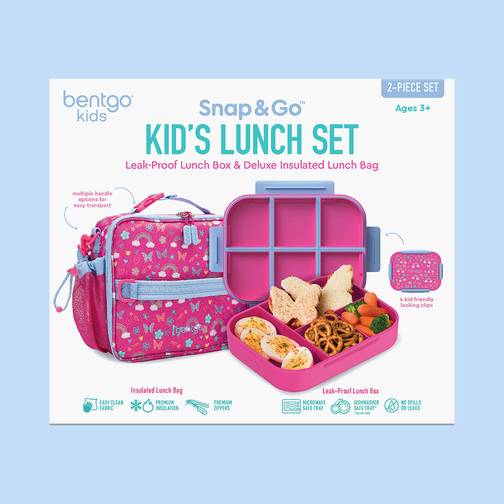 Bentgo® Kids Snap & Go 2-Piece Lunch Set - Rainbows And Butterflies | Packaging