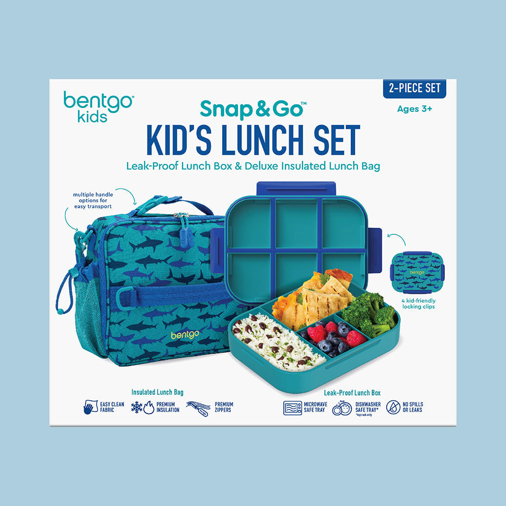 Bentgo® Kids Snap & Go 2-Piece Lunch Set - Sharks | Packaging