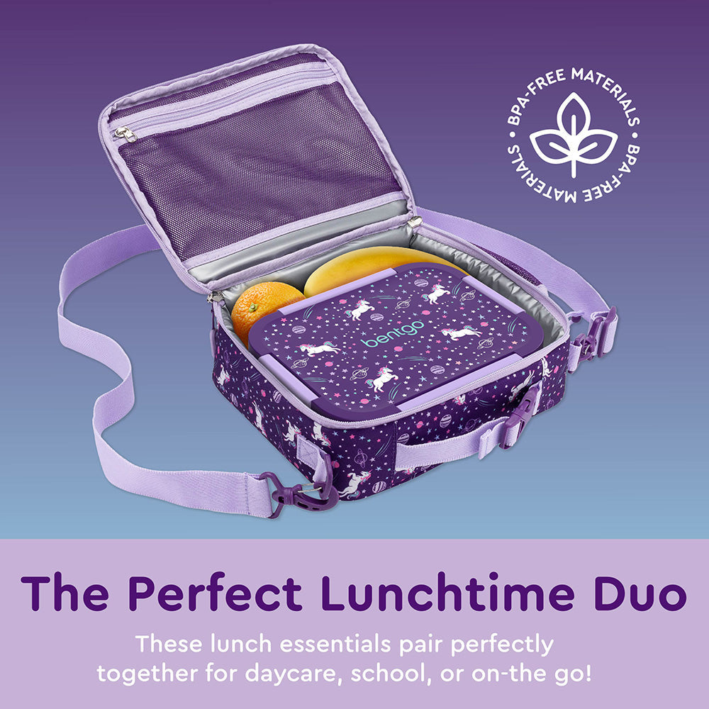 Bentgo® Kids Snap & Go 2-Piece Lunch Set - Unicorn | The Perfect Lunchtime Duo - These Lunch Essentials Pair Perfectly Together For Daycare, School, Or On-The-Go!