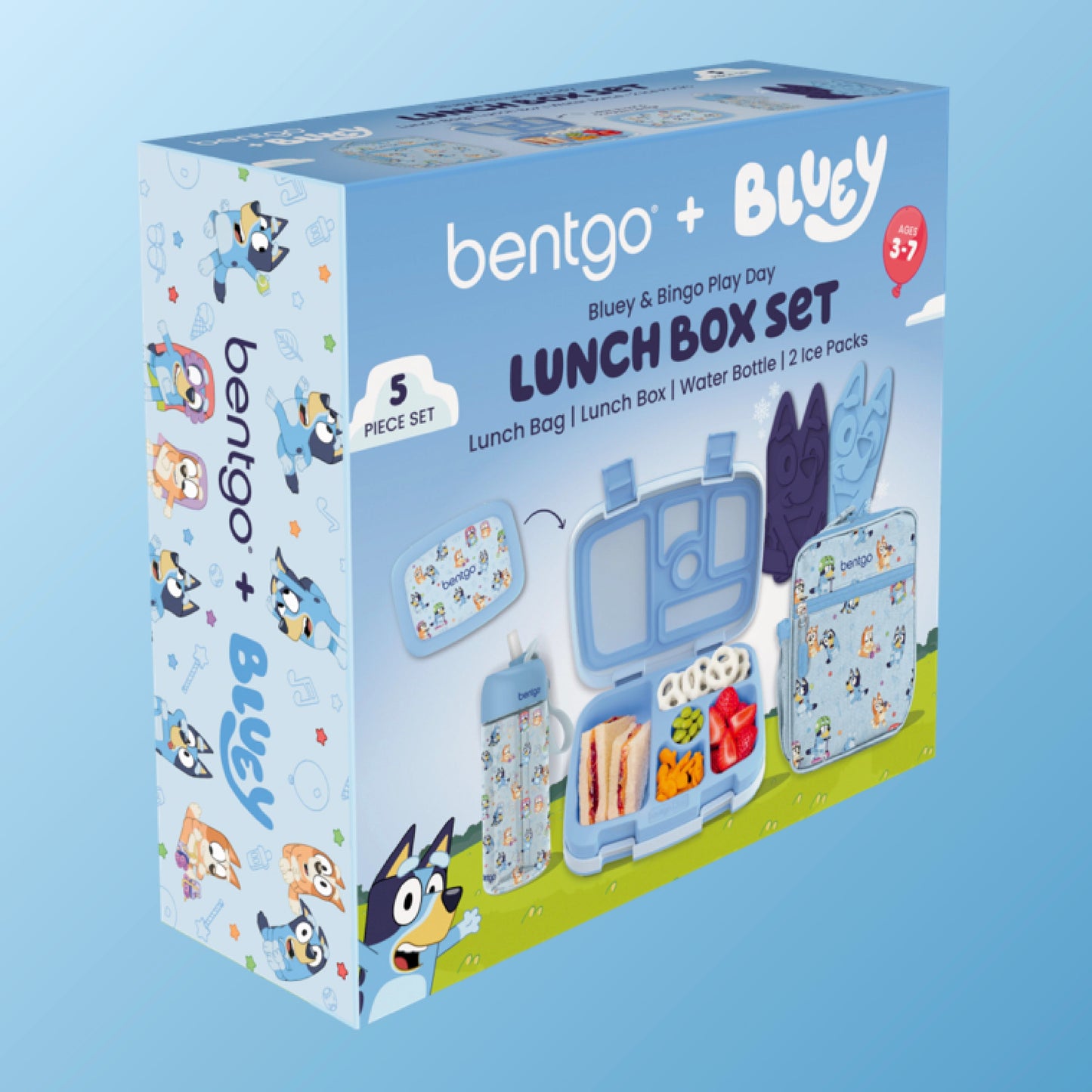 Bentgo + Bluey Kids Prints 5-Piece Lunch Box Set - Play Day | Packaging