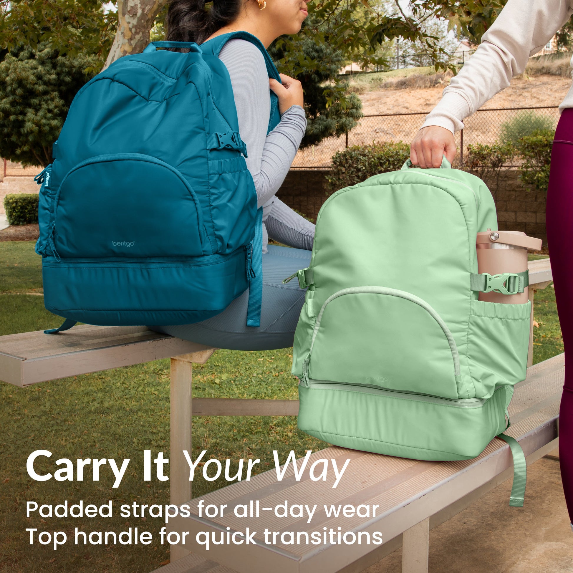 Bentgo® 2-in-1 Backpack & Lunch Bag - Clay Green | Carry It Your Way - Padded Straps For All-Day Wear And Top Handle For Quick Transitions