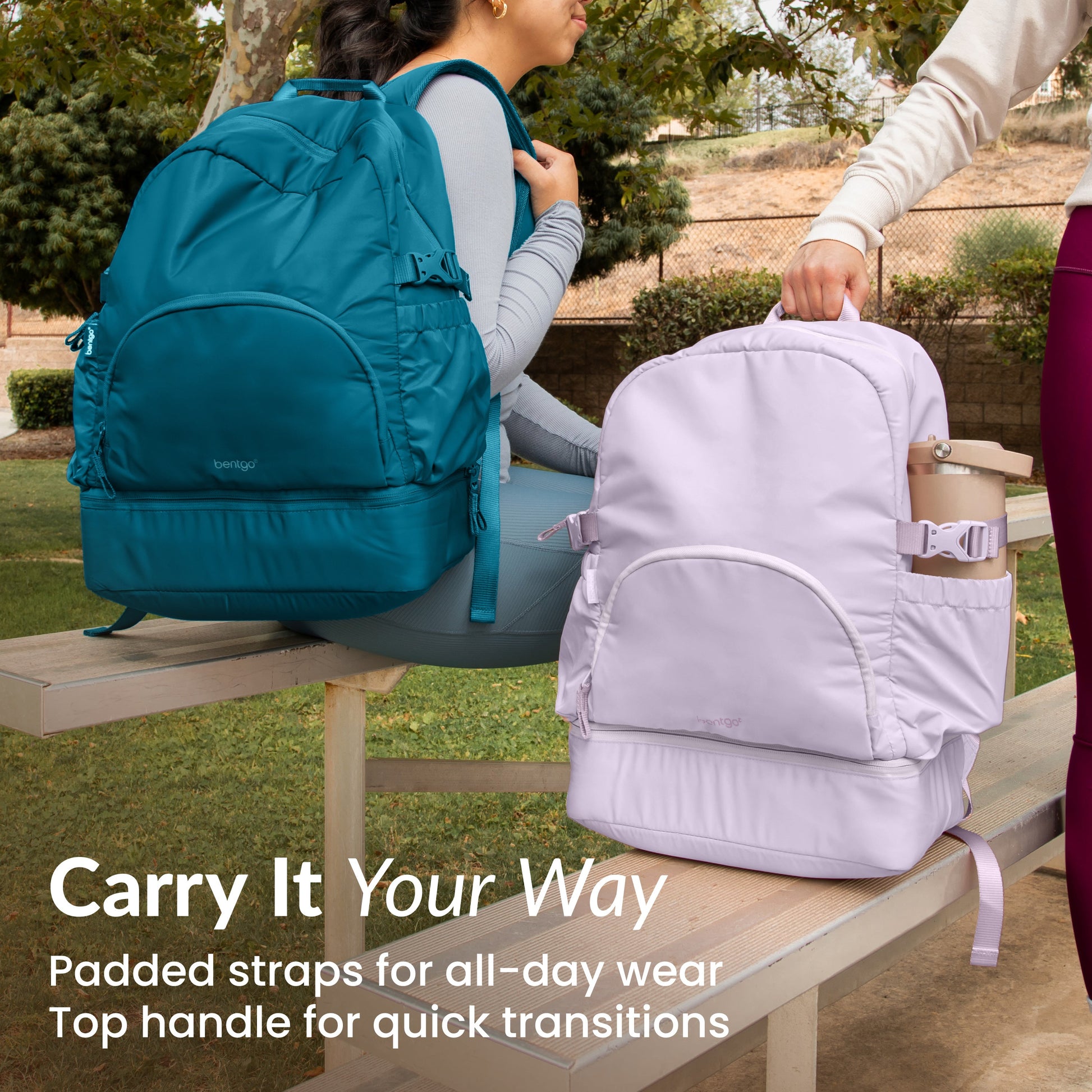 Bentgo® 2-in-1 Backpack & Lunch Bag - Lavender | Carry It Your Way - Padded Straps For All-Day Wear And Top Handle For Quick Transitions