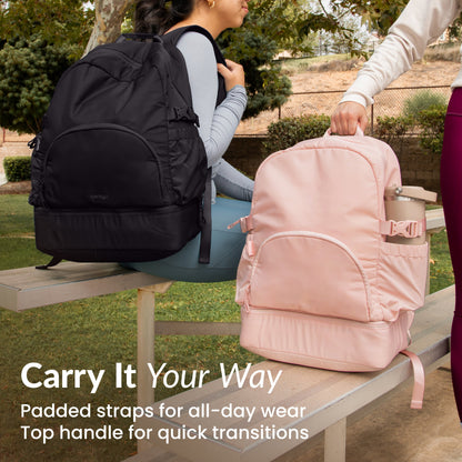 Bentgo® 2-in-1 Backpack & Lunch Bag - Soft Blush | Carry It Your Way - Padded Straps For All-Day Wear And Top Handle For Quick Transitions