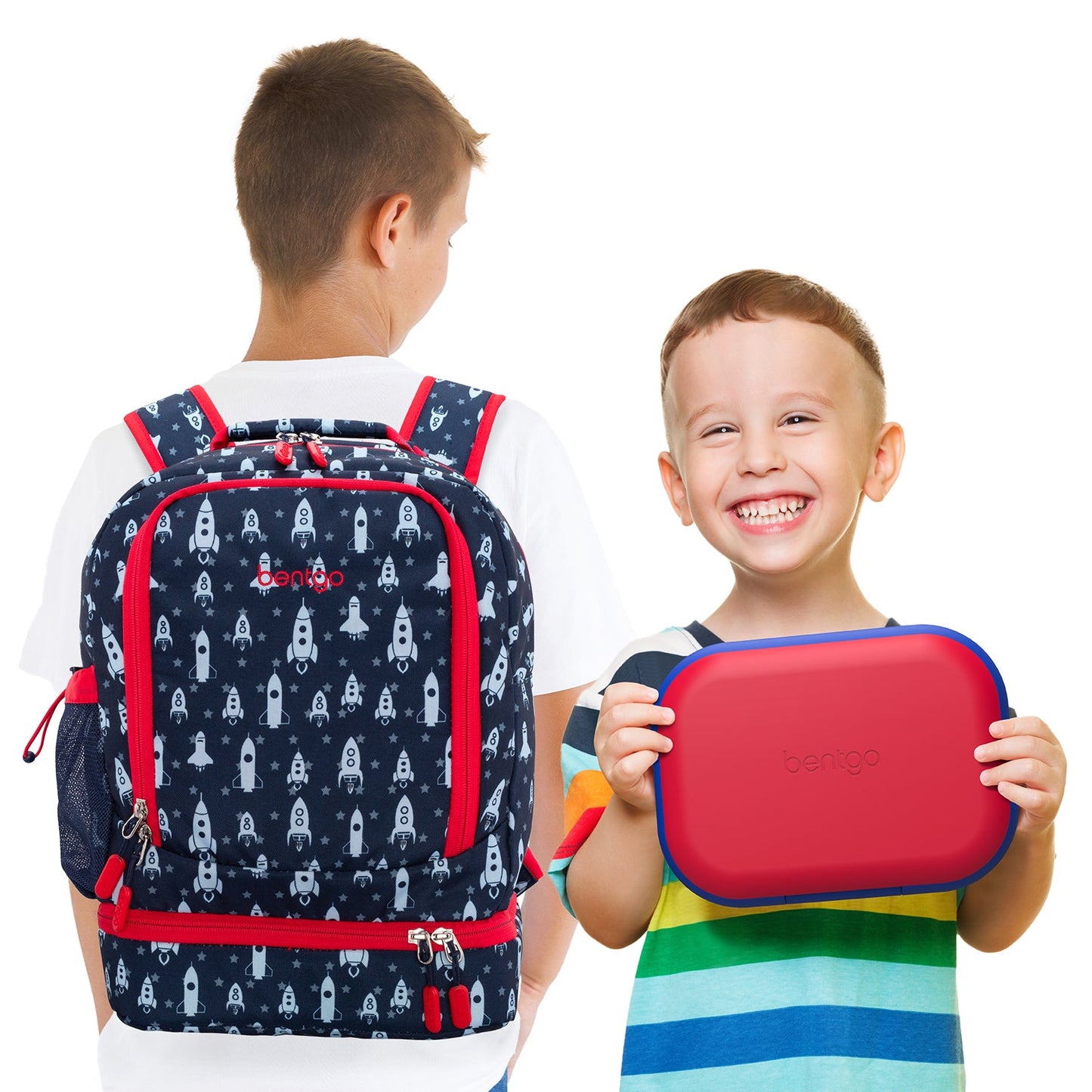Bentgo® Chill Kids Lunch Box & Backpack - Space Rockets/Red