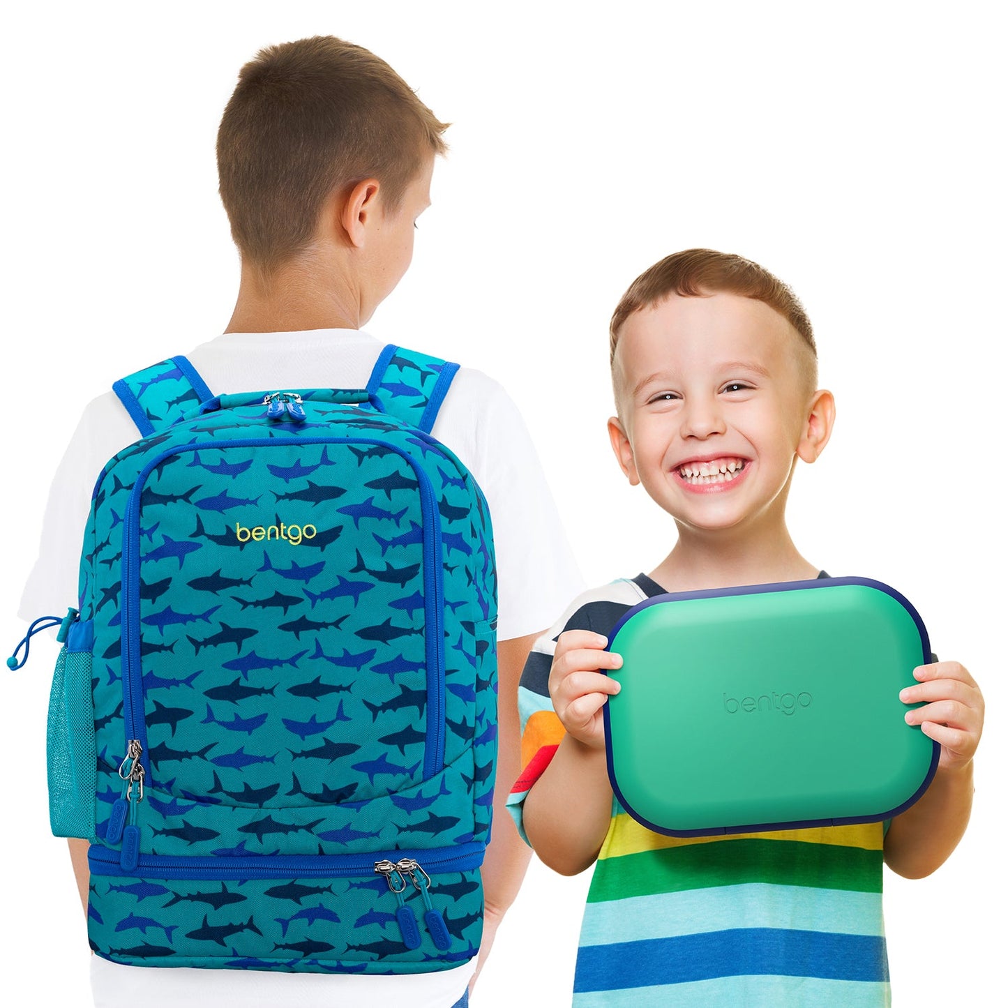 Bentgo® Chill Kids Lunch Box & Backpack - Sharks/Green