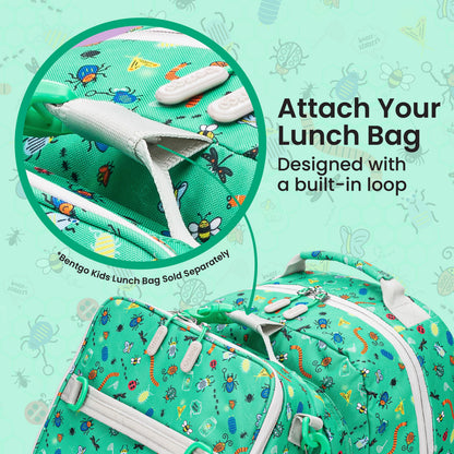 Bentgo Kids Prints Backpack - Bug Buddies | Attach Your Lunch Bag - Designed With A Built-In Loop - Bentgo Kids Lunch Bag Sold Separately