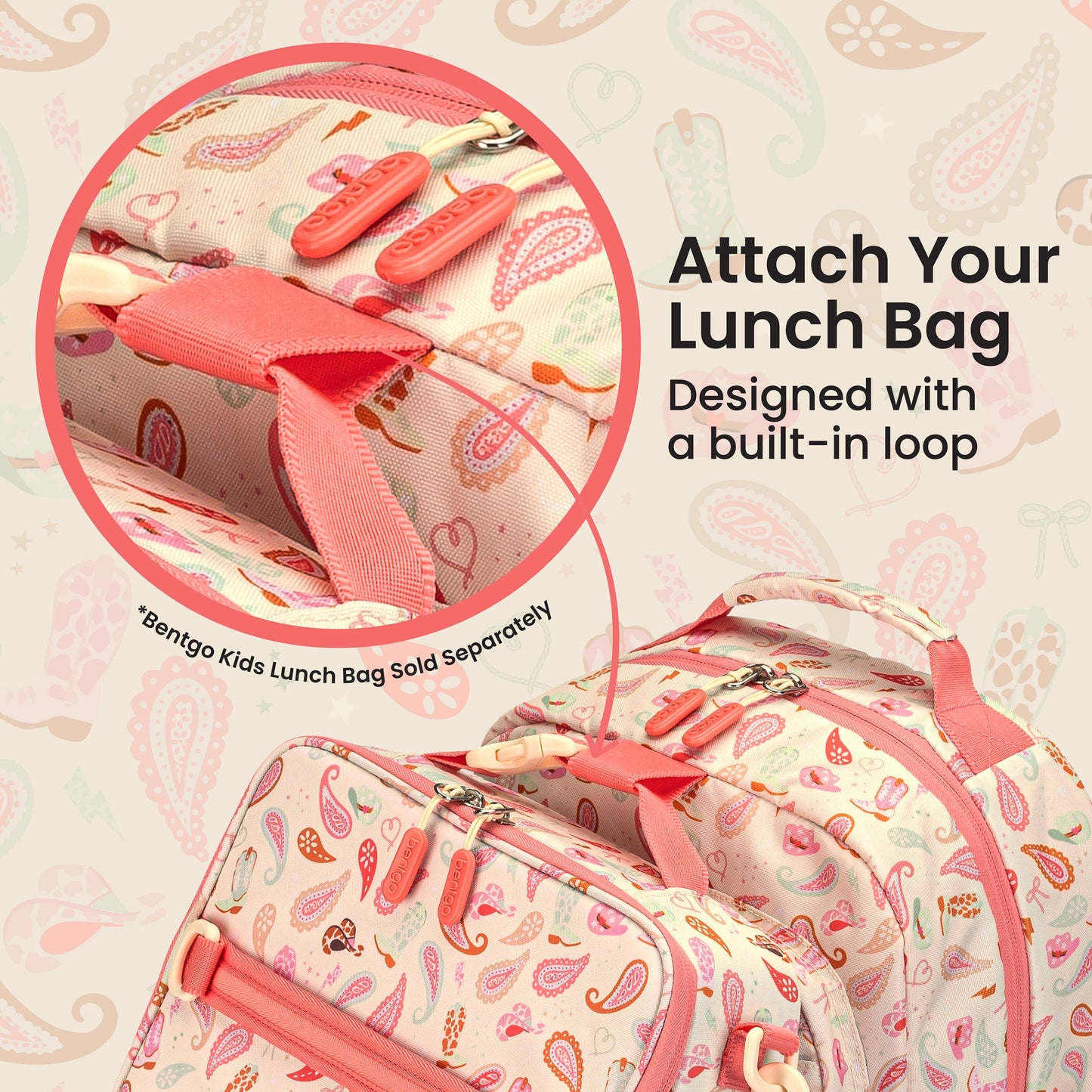 Bentgo Kids Prints Backpack - Cowgirl Dreams | Attach Your Lunch Bag - Designed With A Built-In Loop - Bentgo Kids Lunch Bag Sold Separately