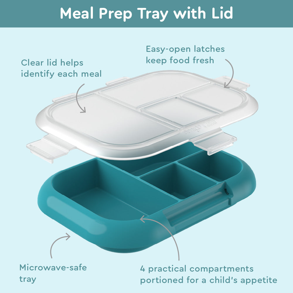 Bentgo® Chill Kids Lunch Box & 2 Extra Trays with Lids - Truly Teal Speckle | Meal Prep Tray With Lid Helps Identify Each Meal, Easy-Open Latches Keep Food Fresh, And 4 Practical Compartments Portioned For A Child’s Appetite