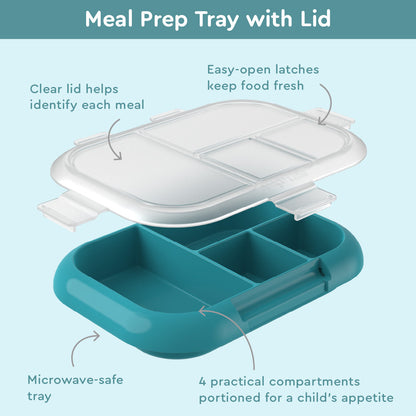 Bentgo® Chill Kids Lunch Box & 2 Extra Trays with Lids - Truly Teal Speckle | Meal Prep Tray With Lid Helps Identify Each Meal, Easy-Open Latches Keep Food Fresh, And 4 Practical Compartments Portioned For A Child’s Appetite