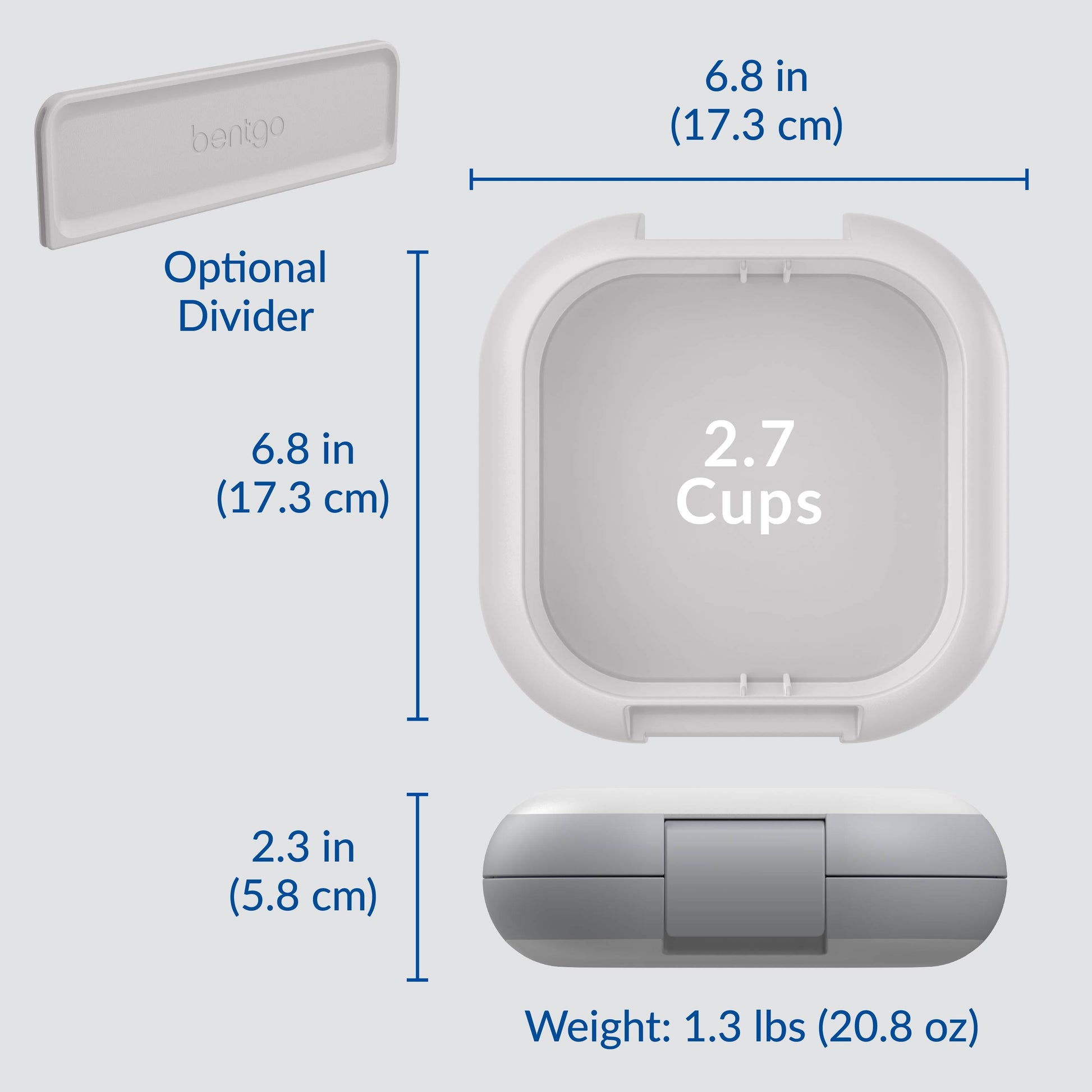 Bentgo® Chill Mini Lunch Box (2-Pack) - Crisp Grays | Product Dimensions