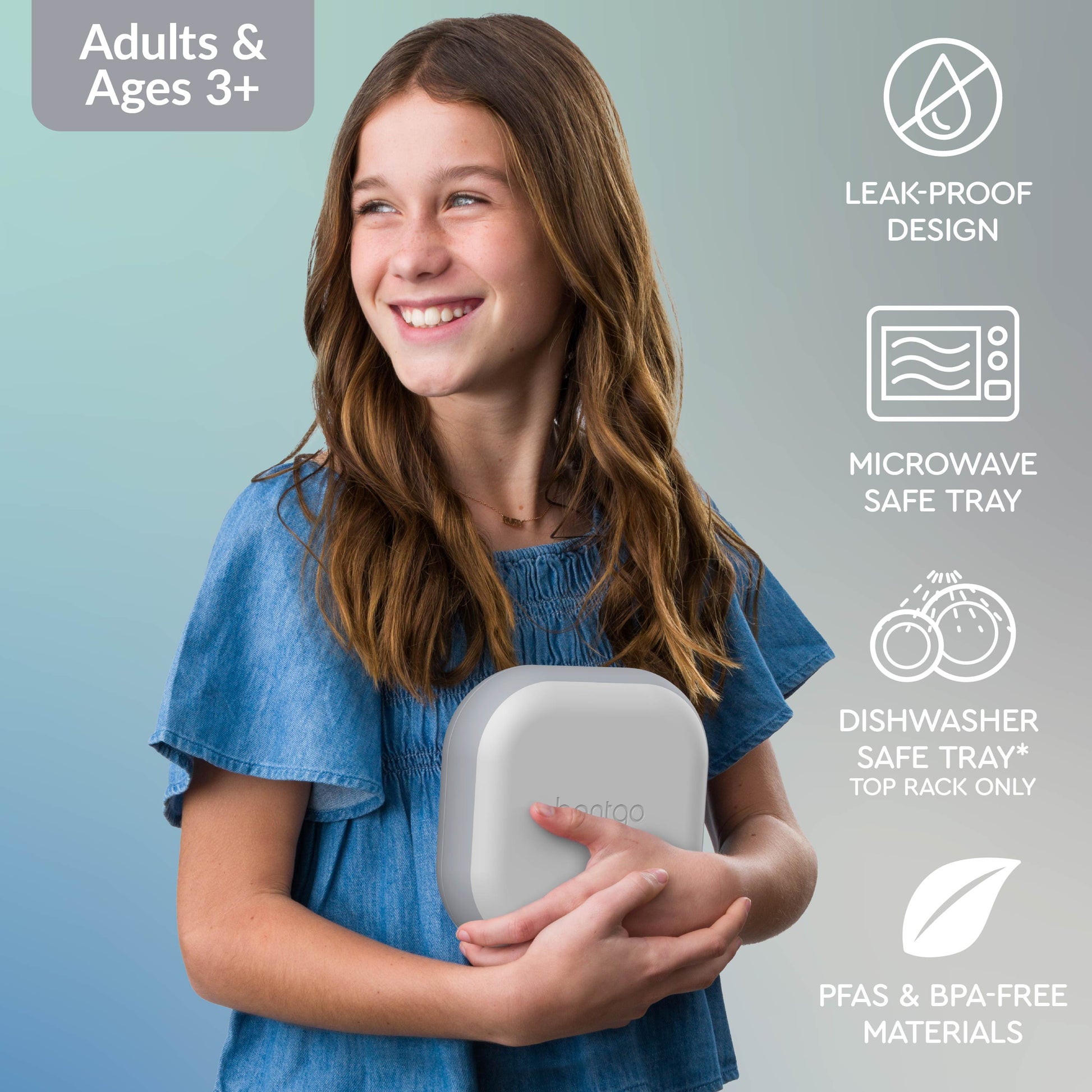 Bentgo® Chill Mini Lunch Box (2-Pack) - Crisp Grays | Leak-Proof Lunch Box Design, Microwave Safe Tray, Dishwasher Safe Tray (Top Rack Only) , And Made With PFAS & BPA-Free Materials