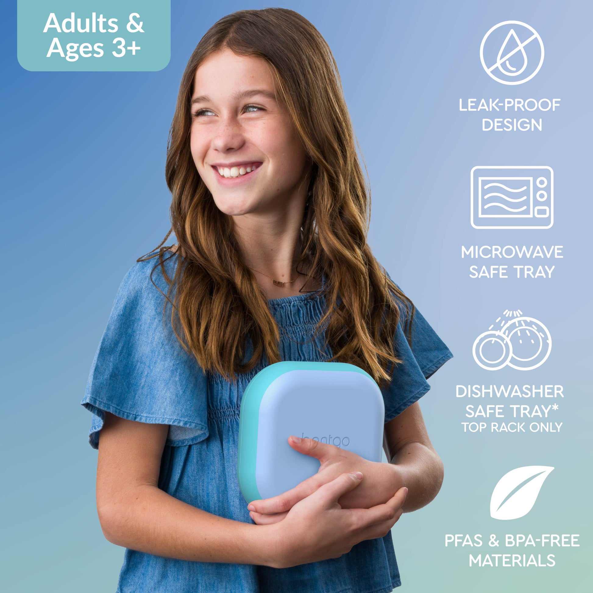 Bentgo® Chill Mini Lunch Box (2-Pack) - Tide Blues | Leak-Proof Lunch Box Design, Microwave Safe Tray, Dishwasher Safe Tray (Top Rack Only) , And Made With PFAS & BPA-Free Materials