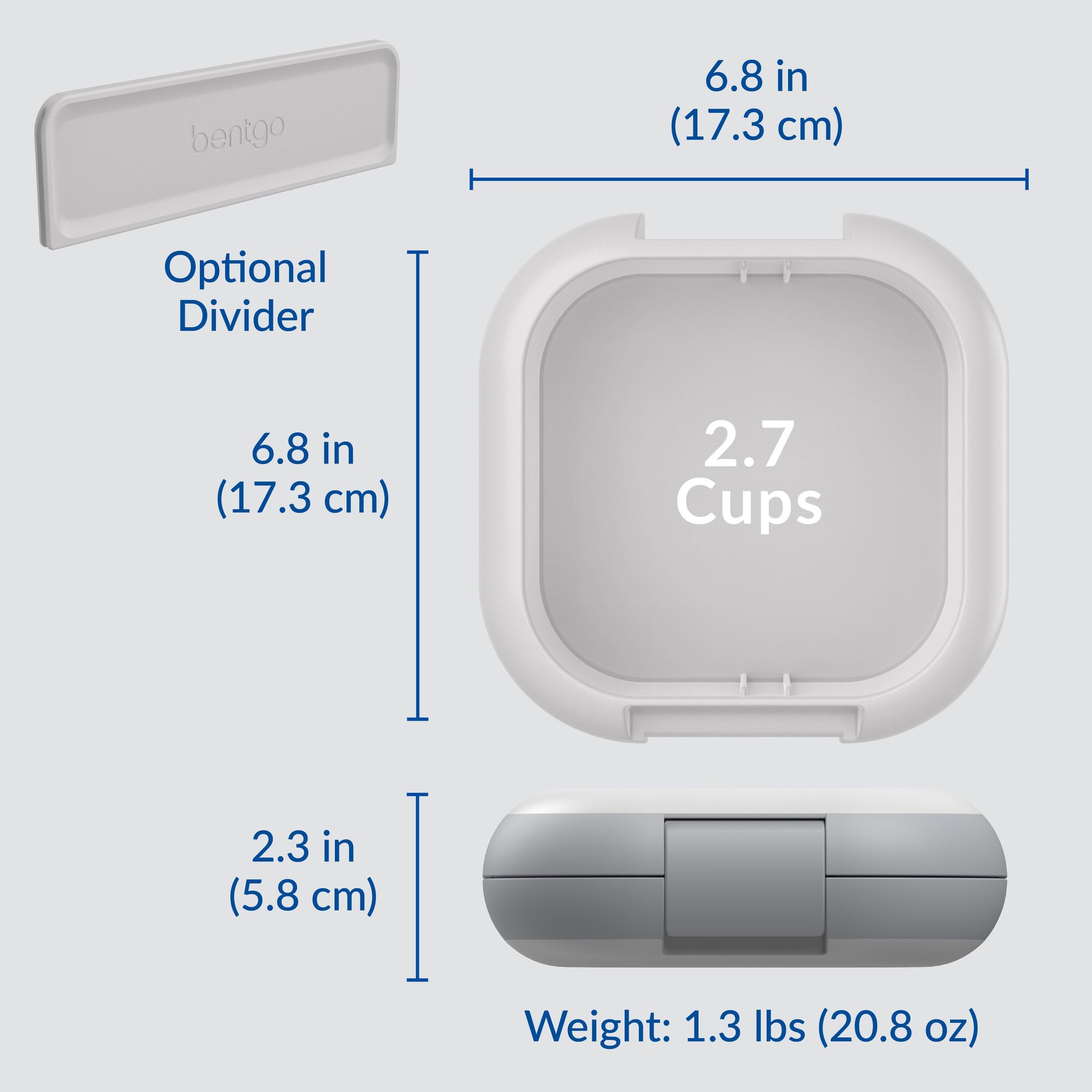 Bentgo® Chill Mini Lunch Box - Crisp Grays | Product Dimensions