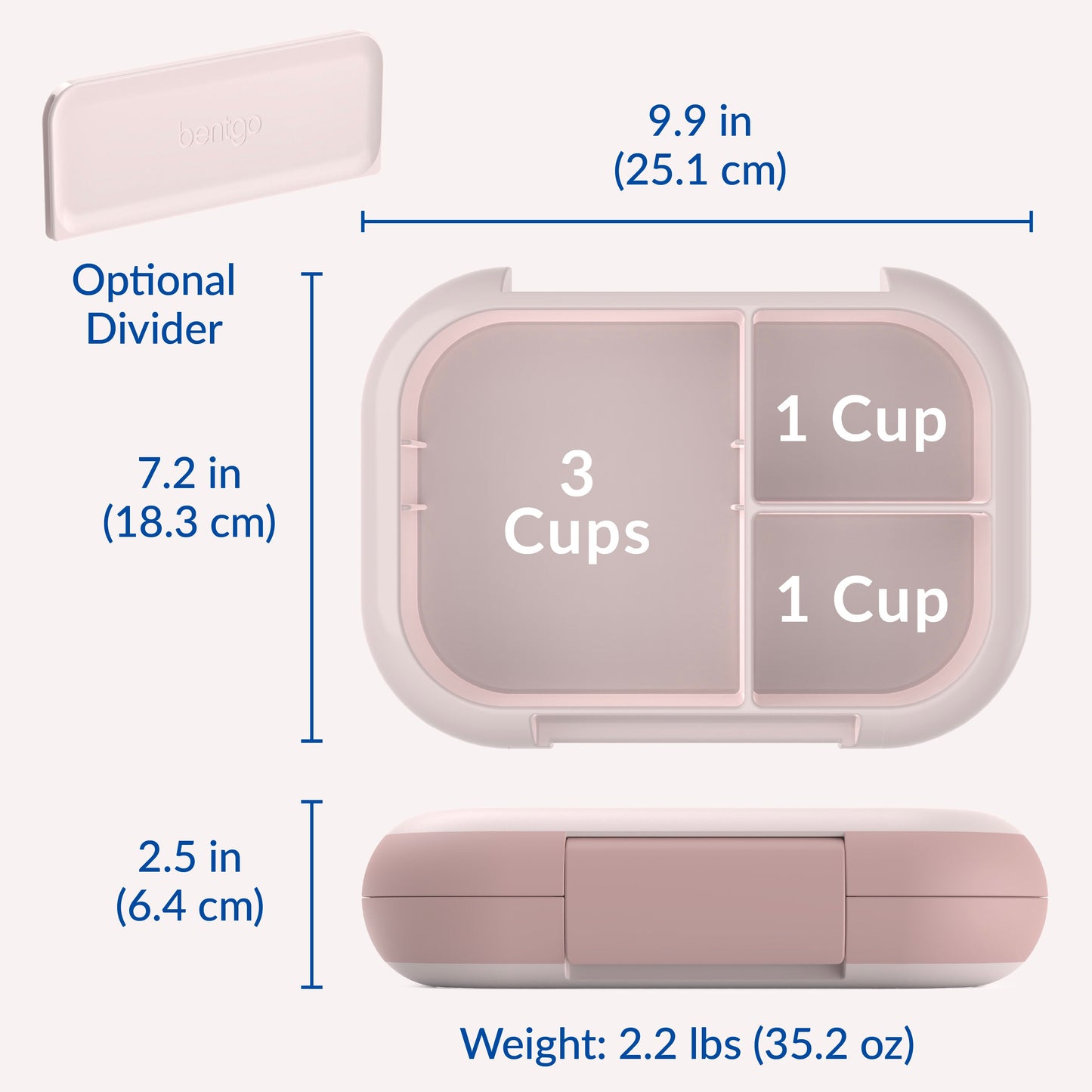 Bentgo® Chill Max Lunch Box - Pink Cloud and Blush | Dimensions