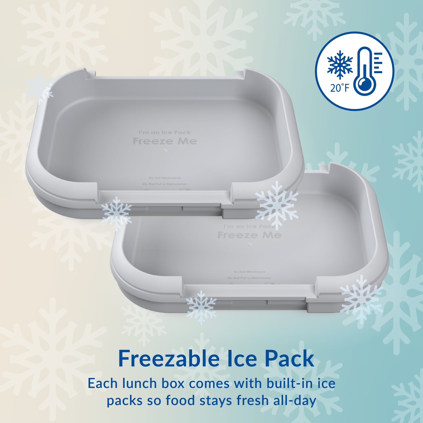 Bentgo® Chill Max Lunch Box (2-Pack) - Bone and Glacier Blue | Freezable Ice Pack - Each Lunch Box Comes With Built-In Ice Packs So Food Stays Fresh All-Day