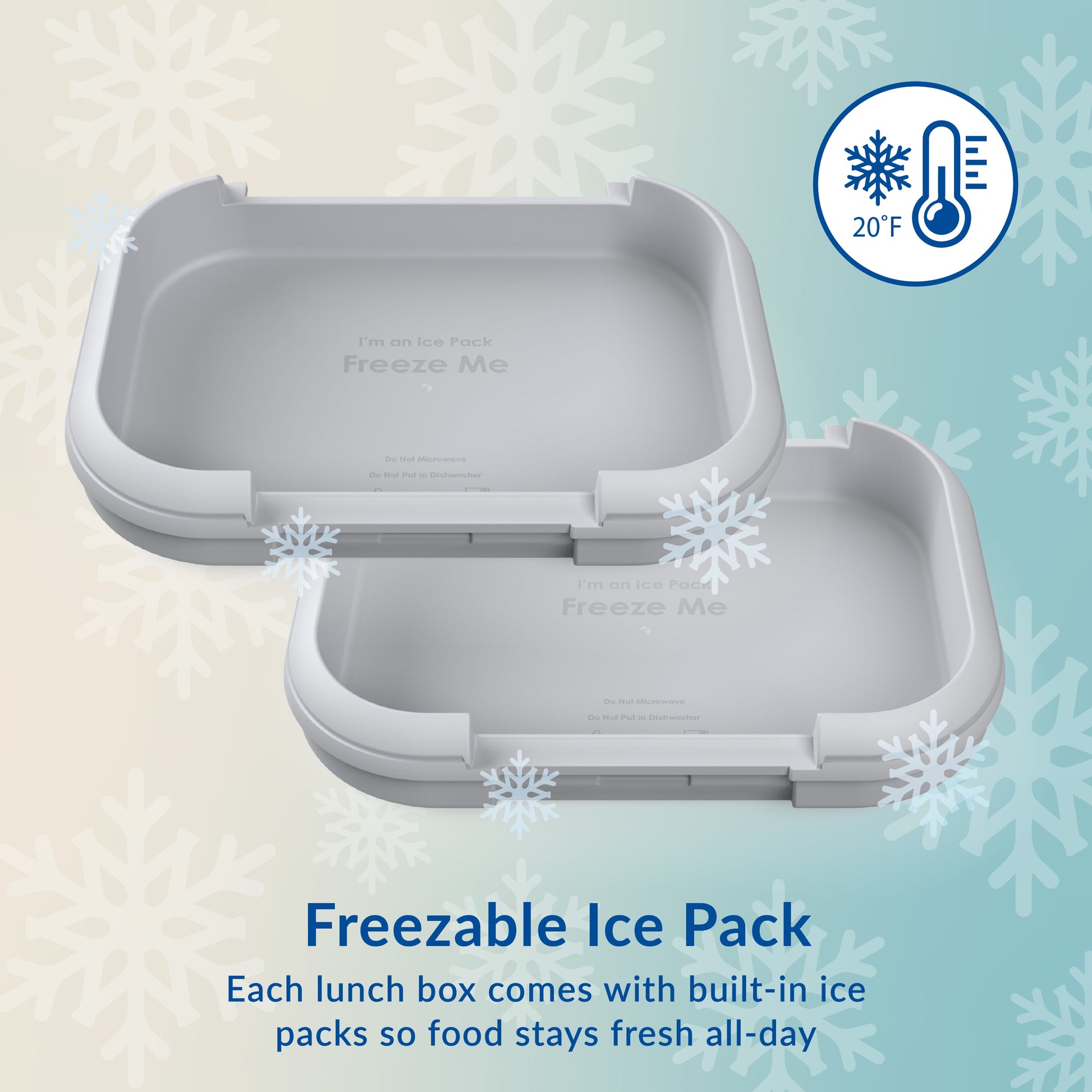 Bentgo® Chill Max Lunch Box (2-Pack) - Bone and Glacier Blue | Freezable Ice Pack - Each Lunch Box Comes With Built-In Ice Packs So Food Stays Fresh All-Day