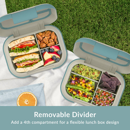 Bentgo® Chill Max Lunch Box (2-Pack) - Bone and Glacier Blue | Removable Divider - Add A 4th Compartment For A Flexible Lunch Box Design
