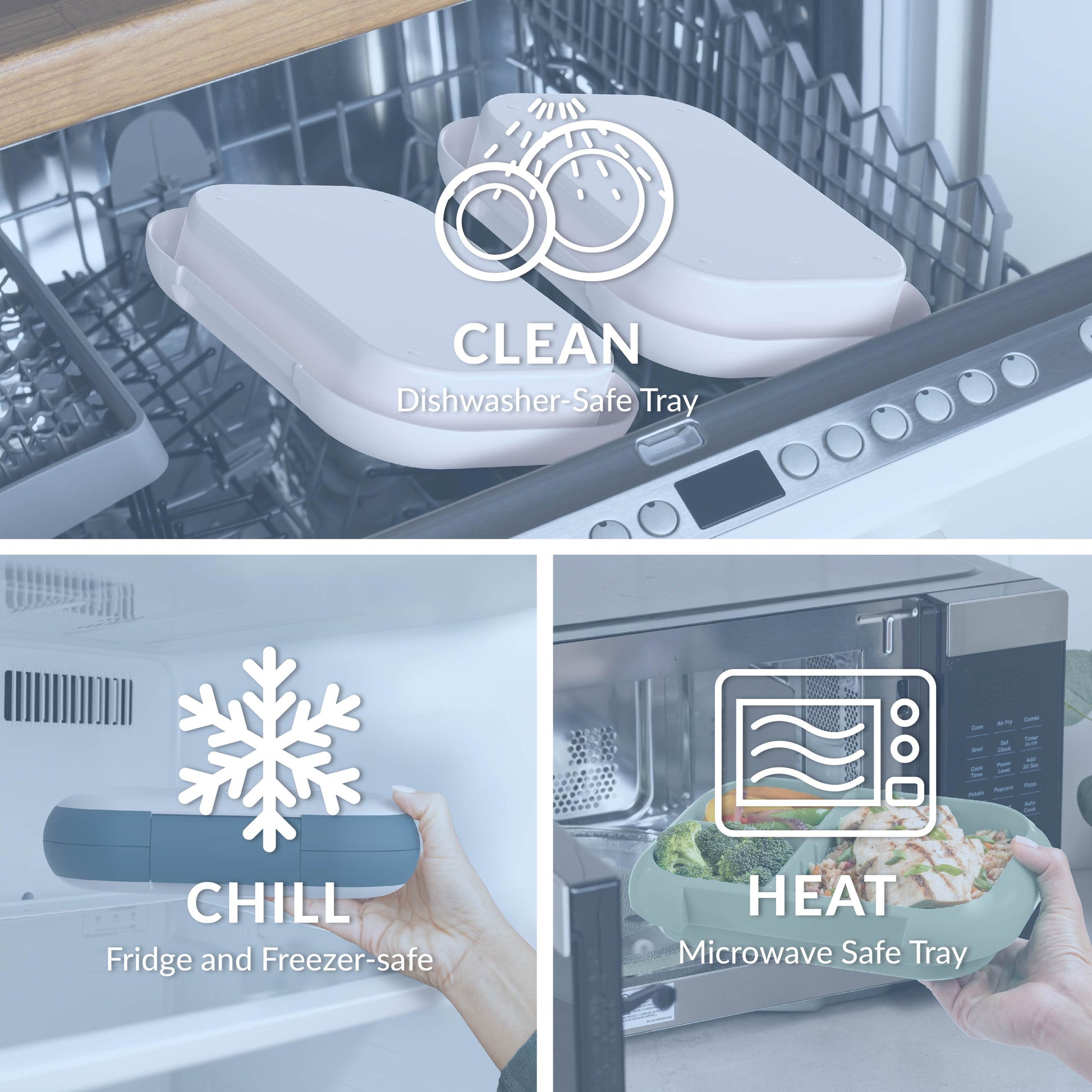 Bentgo® Chill Max Lunch Box (2-Pack) - Lavender/Peach Blossom & Rose/Mint | Dishwasher-Safe Tray, Fridge And Freezer-Safe, And Microwave Safe Tray