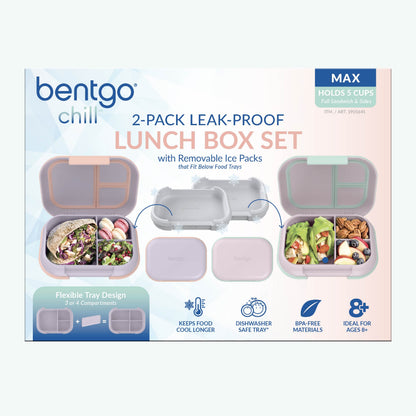 Bentgo® Chill Max Lunch Box (2-Pack) - Lavender/Peach Blossom & Rose/Mint | Packaging