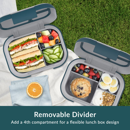 Bentgo® Chill Max Lunch Box (2-Pack) - Fog and Deep Teal | Removable Divider - Add A 4th Compartment For A Flexible Lunch Box Design