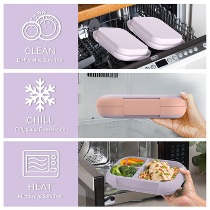 Bentgo® Chill Max Lunch Box (2-Pack) - Lavender and Peach | Clean (Dishwasher-Safe Tray), Chill (Fridge and Freezer-Safe), and Heat (Microwave Safe Tray)