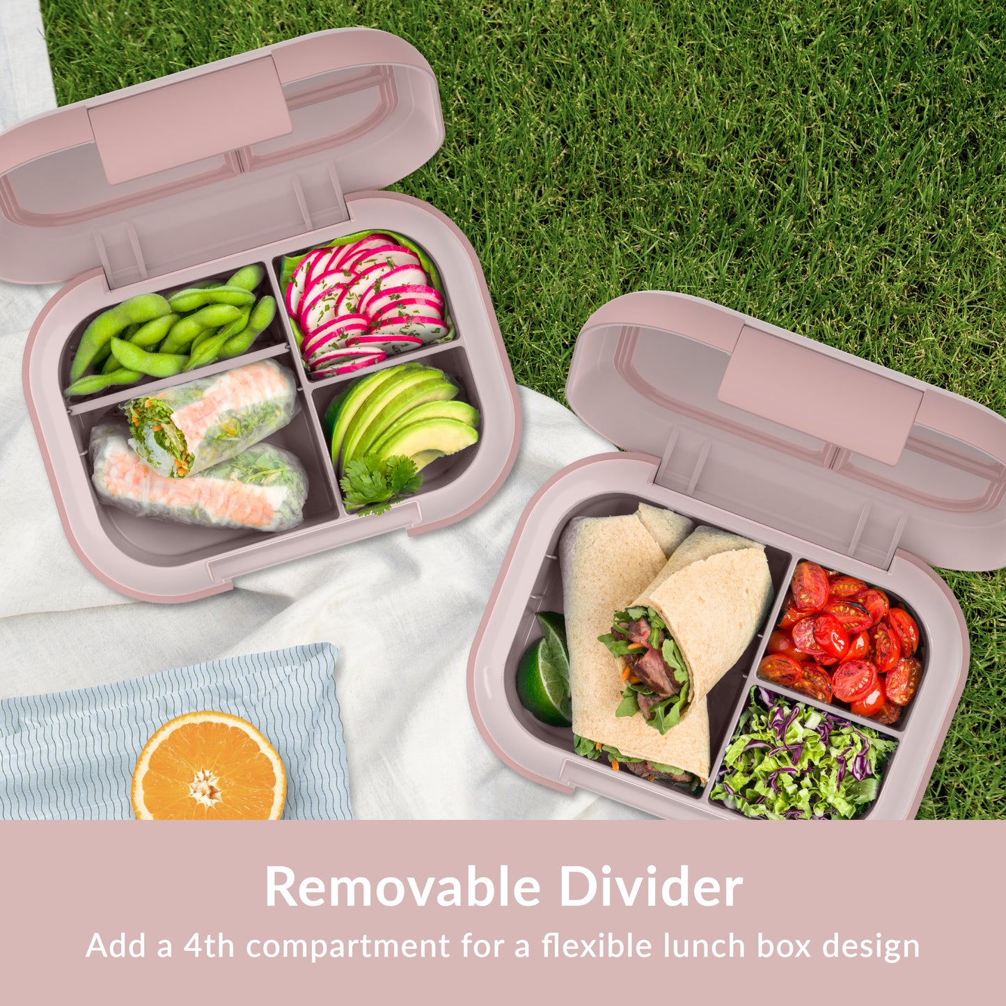 Bentgo® Chill Max Lunch Box (2-Pack) - Pink Cloud and Blush | Removable Divider - Add A 4th Compartment For A Flexible Lunch Box Design
