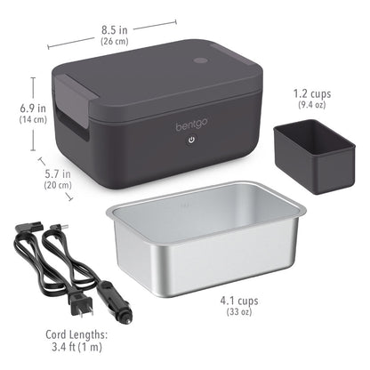 Bentgo® Heat Electric Lunch Box - Obsidian | Dimensions + What’s In The Box