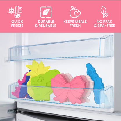 Bentgo Buddies Reusable Ice Packs (4-Pack) - Ballet and Bows | Quick Freeze, Durable & Reusable, Keeps Meals Fresh, and No PFAs & BPA-Free