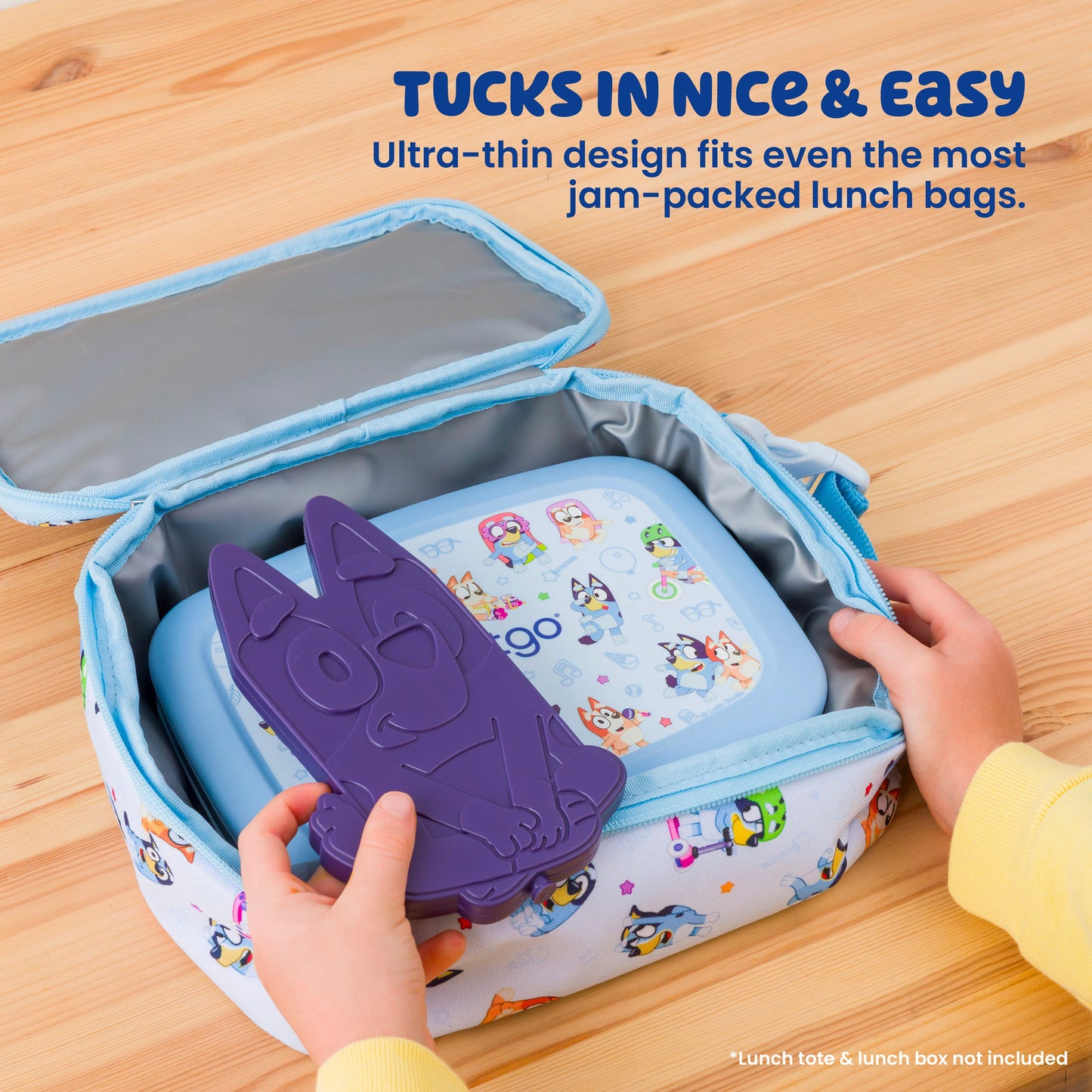 Bentgo + Bluey Reusable Ice Packs (4-Pack) - Bluey | Tucks In Nice & Easy - Ultra-Thin Design Fits Even The Most Jam-Packed Lunch Bags