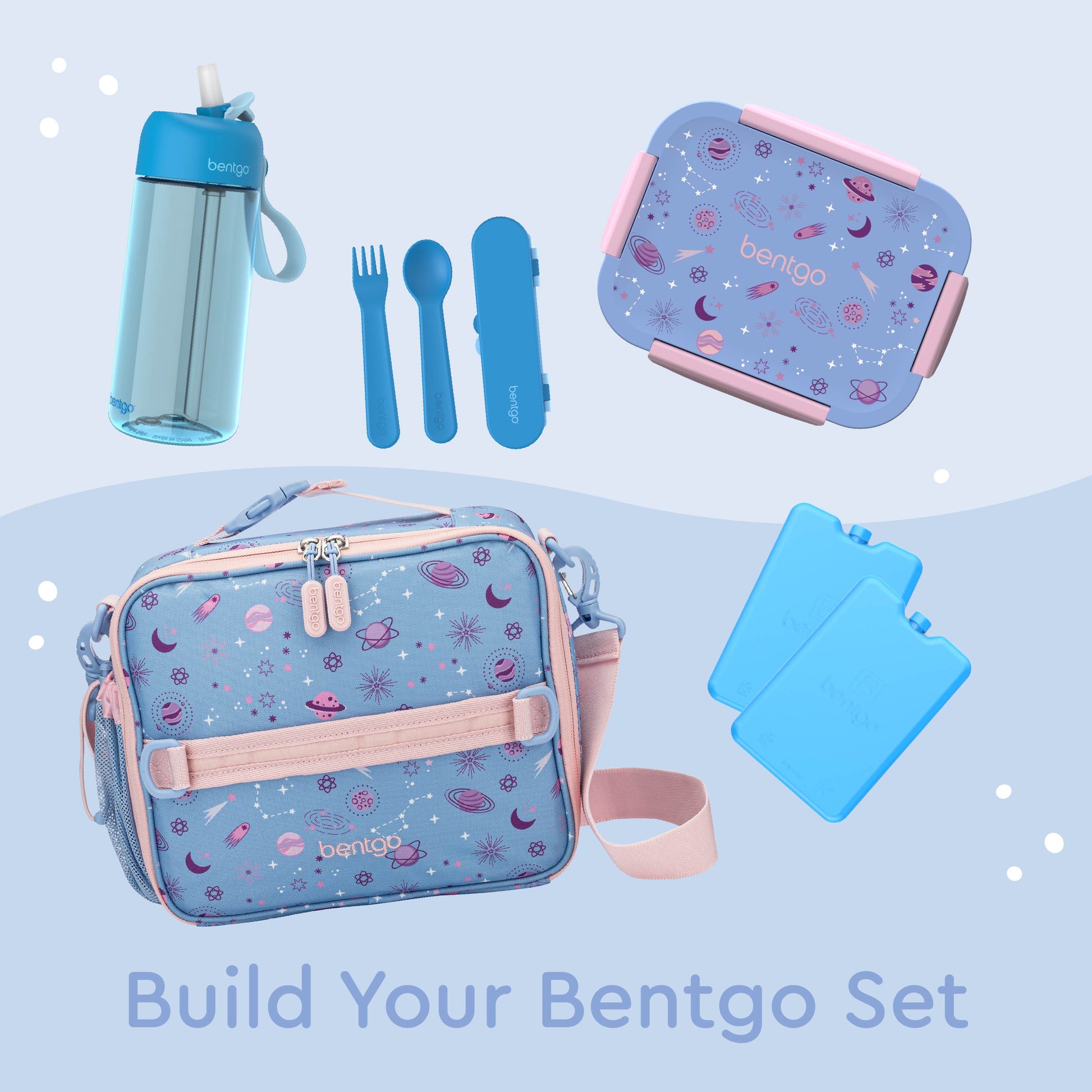 Bentgo® Kids Snap & Go Lunch Box (2-Pack) | Lavender Galaxy - Build Your Bentgo Set