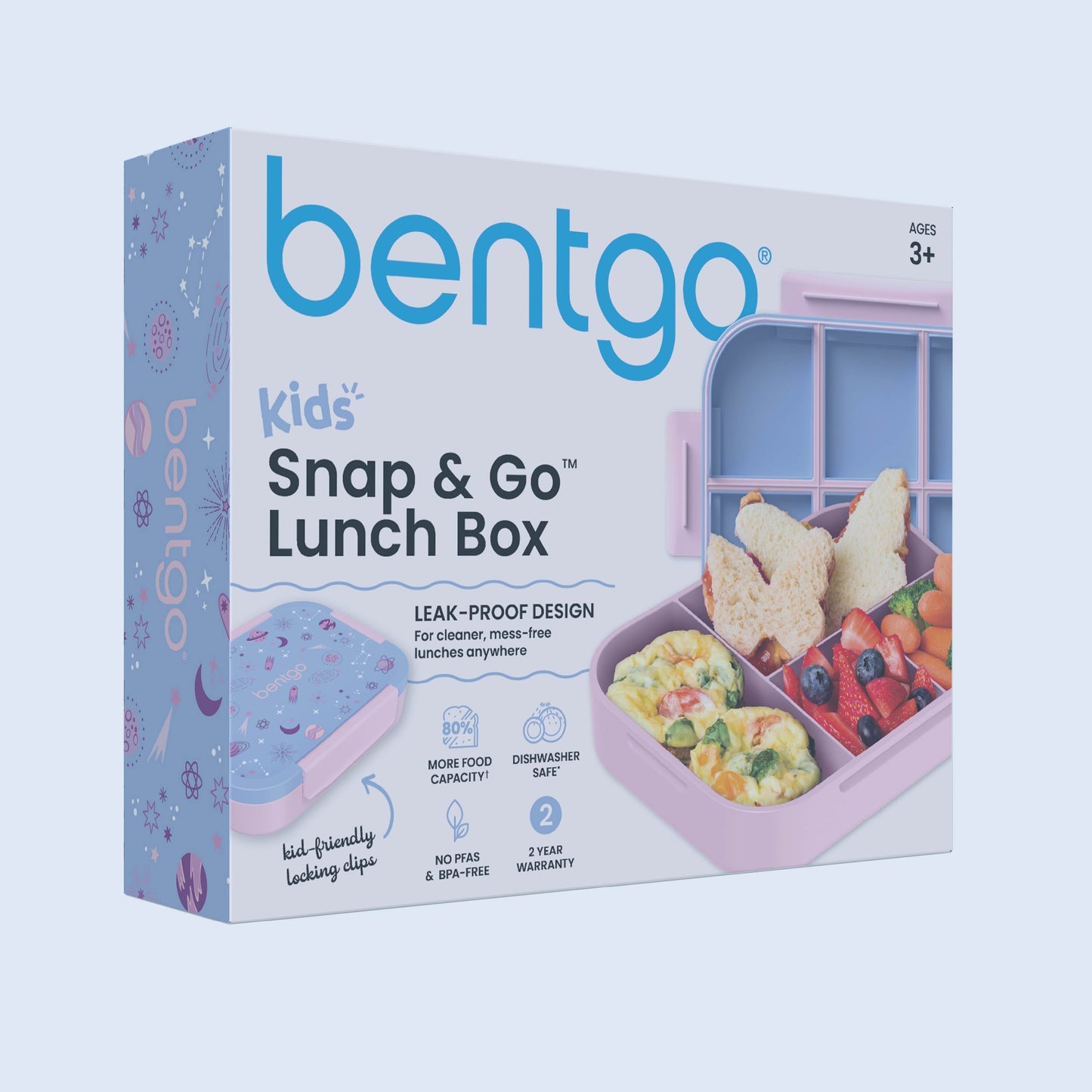 Bentgo® Kids Snap & Go Lunch Box (2-Pack) | Lavender Galaxy - Packaging