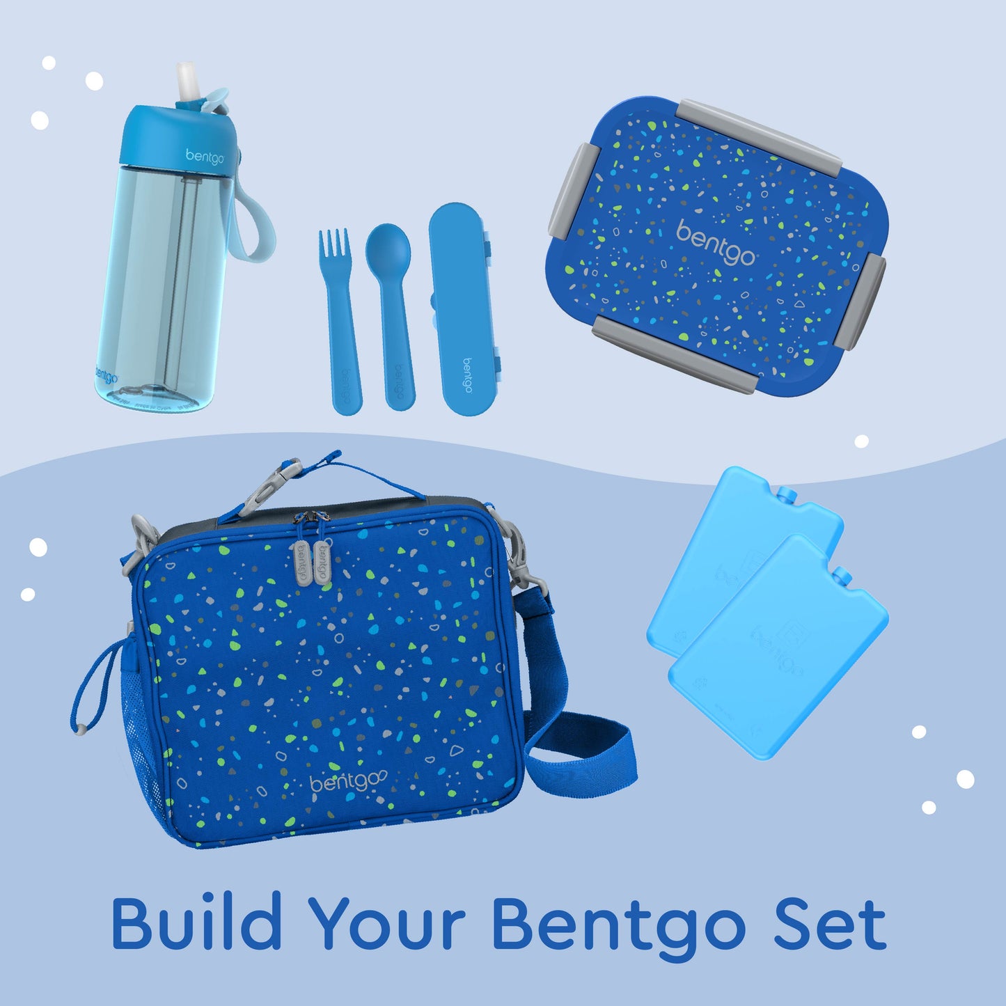 Bentgo® Kids Snap & Go Lunch Box (2-Pack) | Geo Speckle Blue - Build Your Bentgo Set
