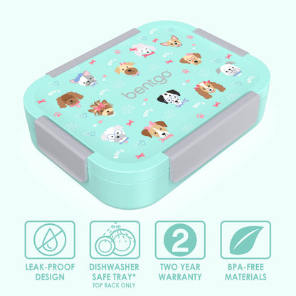 Bentgo® Kids Snap & Go Lunch Box (2-Pack) | Puppy Love - Leak-Proof Design, Dishwasher Safe, Two Year Warranty, and BPA-Free Materials