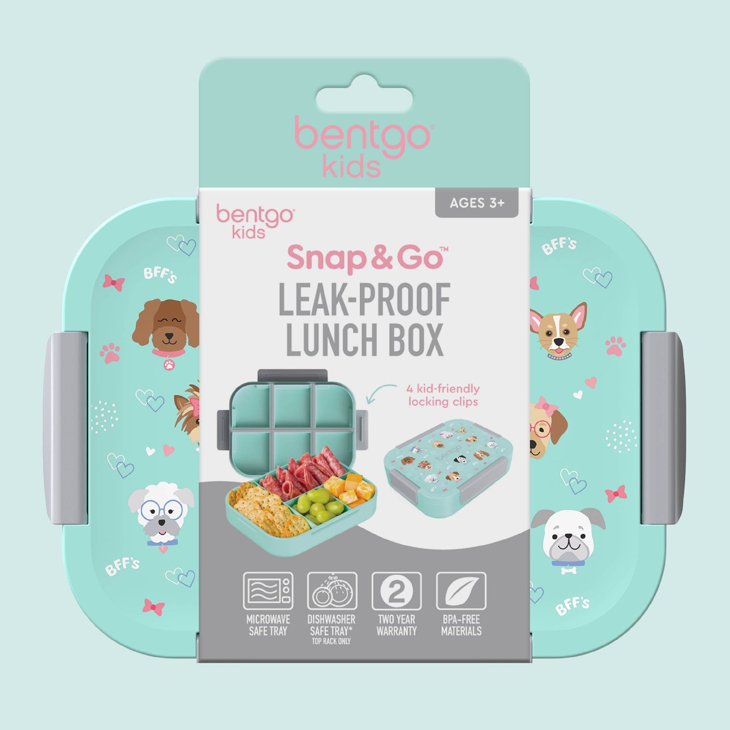 Bentgo® Kids Snap & Go Lunch Box (2-Pack) | Puppy Love - Packaging