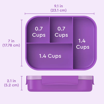 Bentgo® Kids Snap & Go Lunch Box (2-Pack) | Purple - Product Dimensions