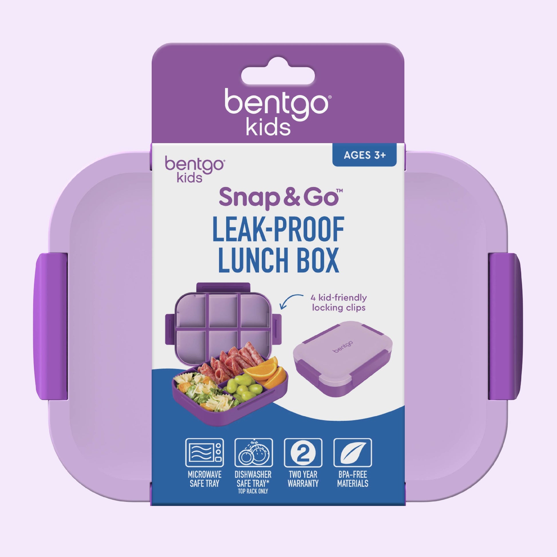 Bentgo® Kids Snap & Go Lunch Box (2-Pack) | Purple - Packaging