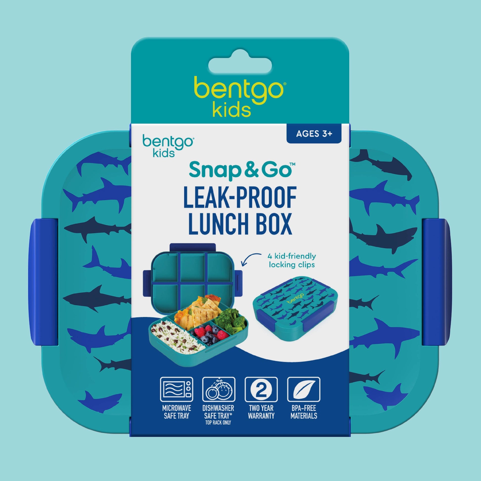 Bentgo® Kids Snap & Go Lunch Box (2-Pack) | Sharks - Packaging