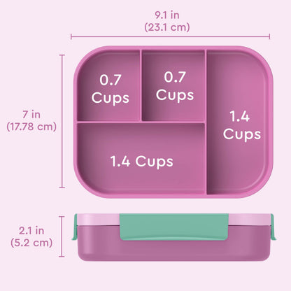 Bentgo® Kids Snap & Go Lunch Box (2-Pack) | Starry Sprinkle Pink - Product Dimensions