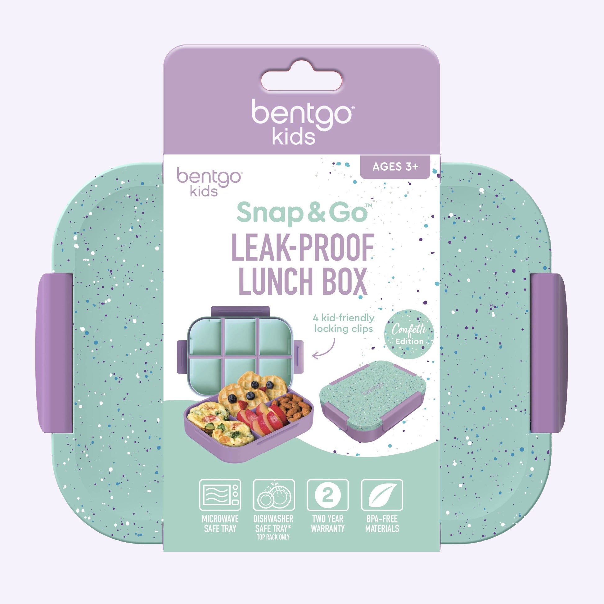 Bentgo® Kids Snap & Go Lunch Box (2-Pack) | Vivid Orchid Speckle - Packaging
