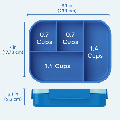 Bentgo® Kids Snap & Go Lunch Box (2-Pack) | Blue - Product Dimensions