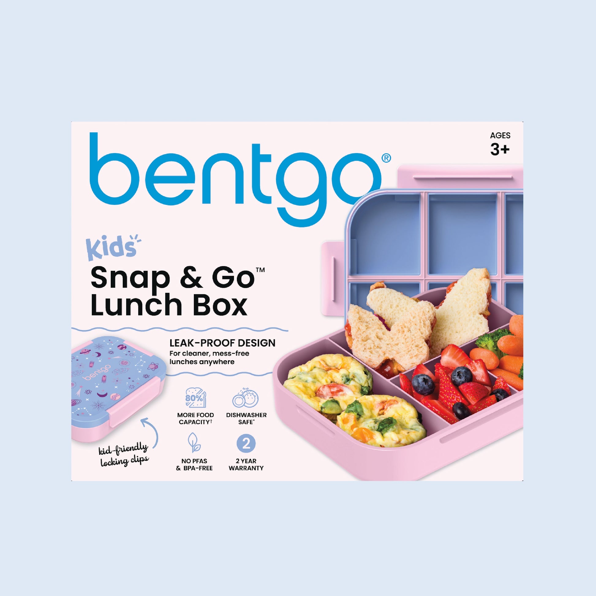 Bentgo® Kids Snap & Go Lunch Box - Lavender Galaxy | Packaging