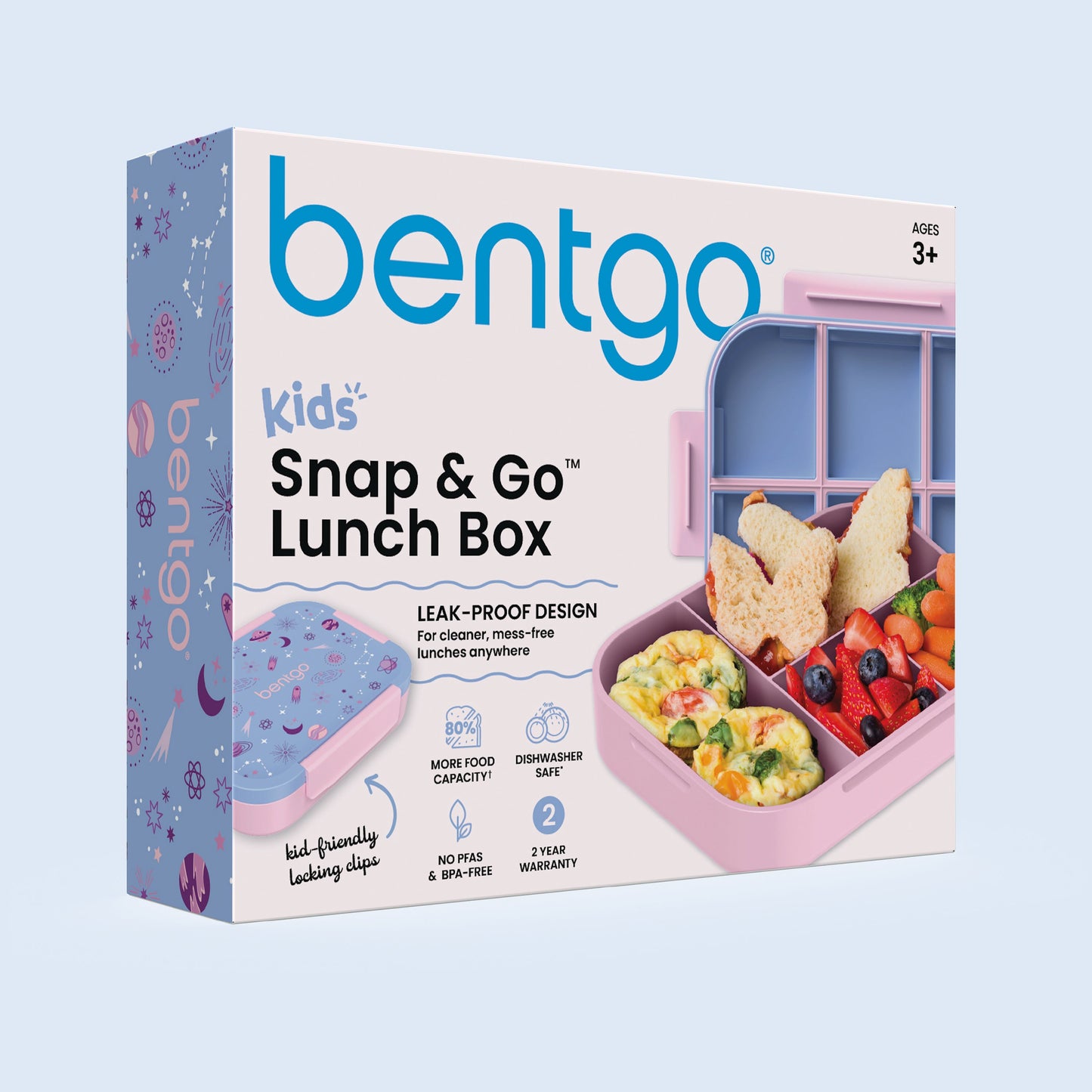 Bentgo® Kids Snap & Go Lunch Box - Lavender Galaxy | Packaging