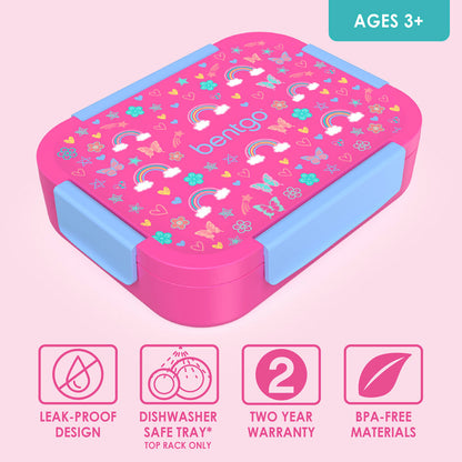 Bentgo® Kids Snap & Go Lunch Box | Rainbows and Butterflies - Made With A Leak-Proof Design And Dishwasher Safe