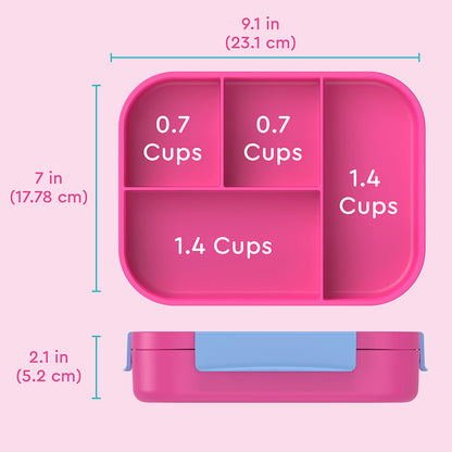Bentgo® Kids Snap & Go Lunch Box | Rainbows and Butterflies - Product Dimensions